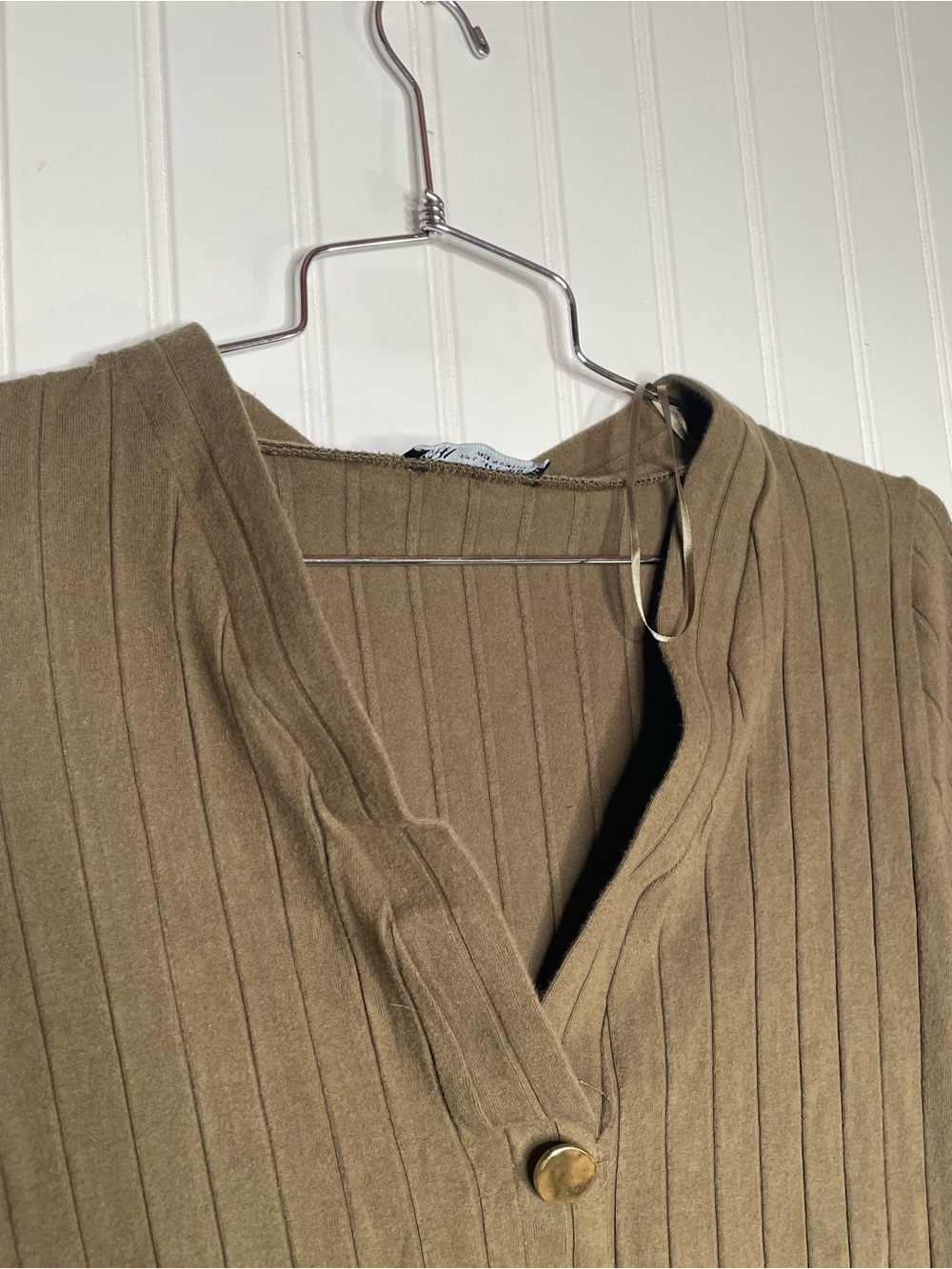 ZARA Button Front Ribbed Long Sleeve Dress - Picture 5 of 8